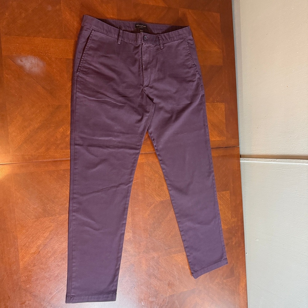 Banana Republic Mens Skinny Fit Chino Pants Purple 36x34 Stretch Cotton Twill